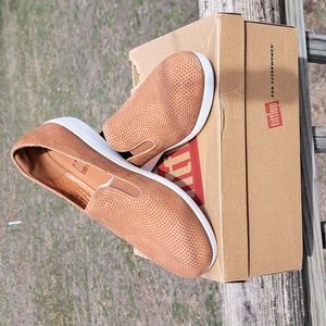 Fitflop F-Pop Leather Skate Shoes Women size 8.5 Tan
